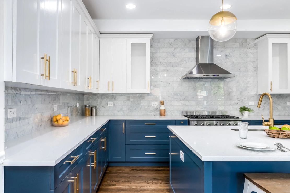 Navy & marble kitchen
