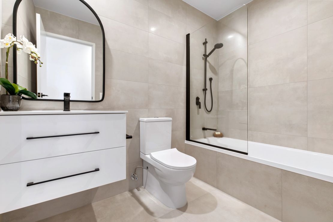 Calm stone bathroom