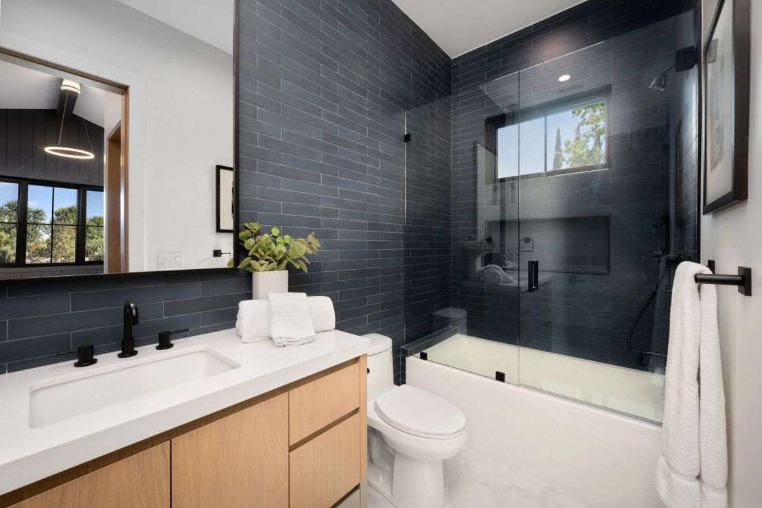 Charcoal tile shower room